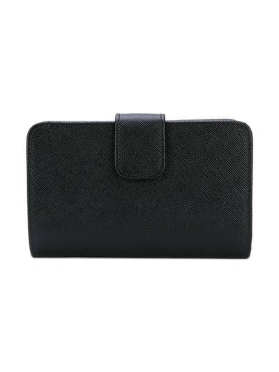 Shop Prada Logo Zip Around Purse - Black