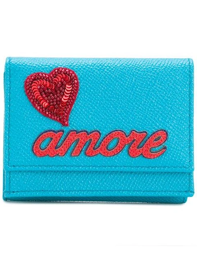 Shop Dolce & Gabbana Amore Appliqué Wallet In Blue