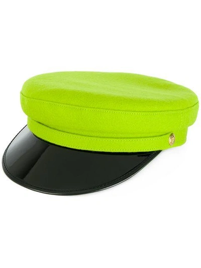 Shop Manokhi Vinyl Visor Officer's Cap In Green