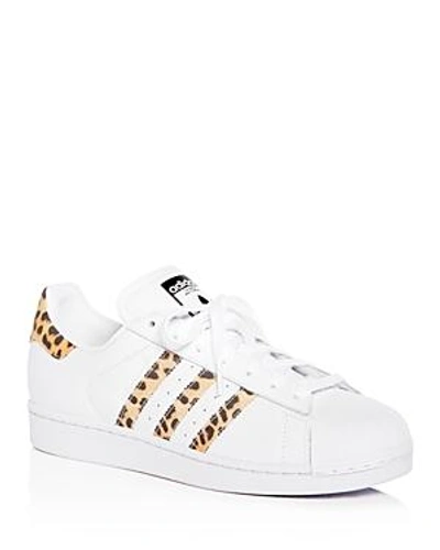 Adidas Originals Superstar Leopard Print-trimmed Leather Sneakers In White  | ModeSens