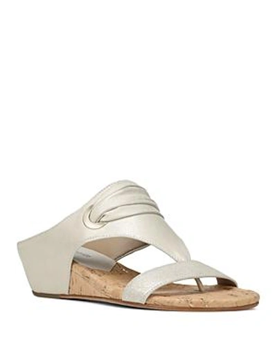 Shop Donald Pliner Women's Dionne Leather Demi Wedge Thong Sandals In Platino