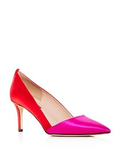Shop Sjp By Sarah Jessica Parker Women's Rampling Satin Color Block Pointed Toe Pumps In Fuchsia