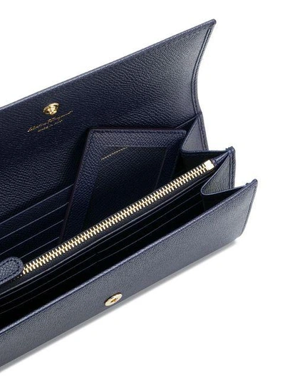 Shop Ferragamo Double Gancio Continental Wallet In Blue