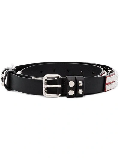 Shop Prada Black Multi Stud Leather Belt
