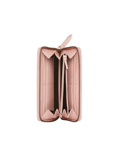 Shop Gucci Leather Zip Around Wallet With Butterfly In Pink