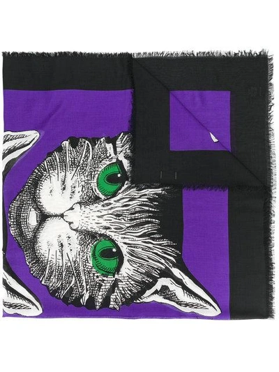 Shop Gucci Mystic Cat Print Shawl - Purple