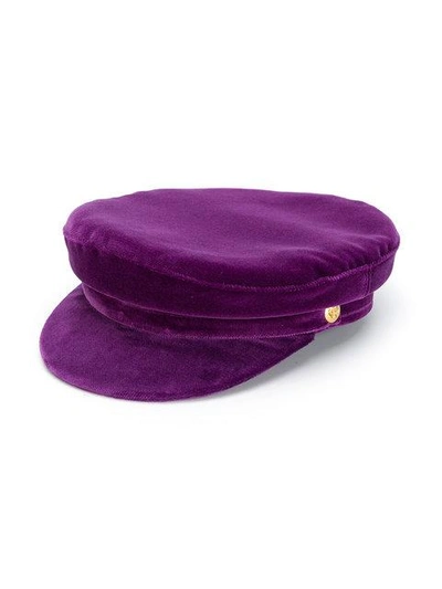 Shop Manokhi Velvet Baker Boy Hat In Purple