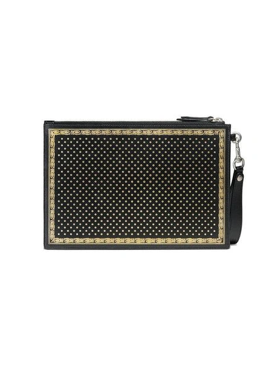 Shop Gucci Guccy Leather Pouch In Black
