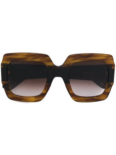Shop Gucci Square Frame Sunglasses In Brown