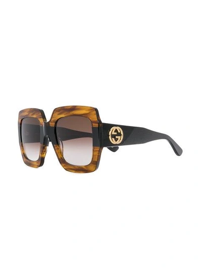 Shop Gucci Square Frame Sunglasses In Brown