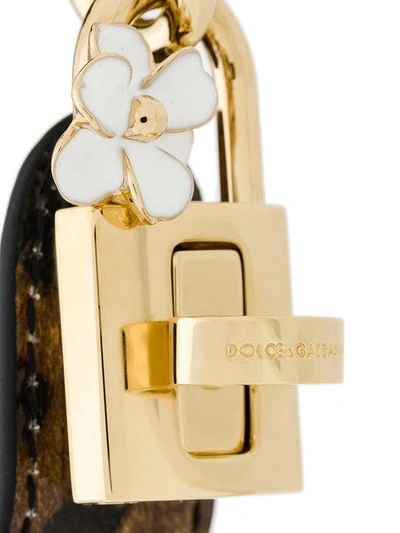 Shop Dolce & Gabbana Leopard Print Lock Bracelet In Brown