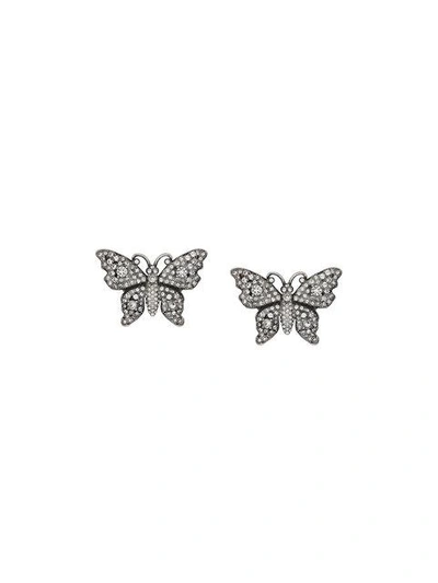 Crystal studded butterfly earrings