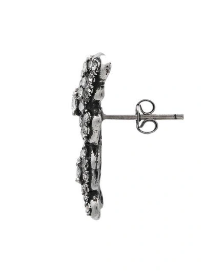 Shop Gucci Crystal Studded Butterfly Earrings In Metallic