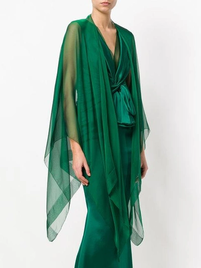 Shop Talbot Runhof Hint Poncho Scarf In Green