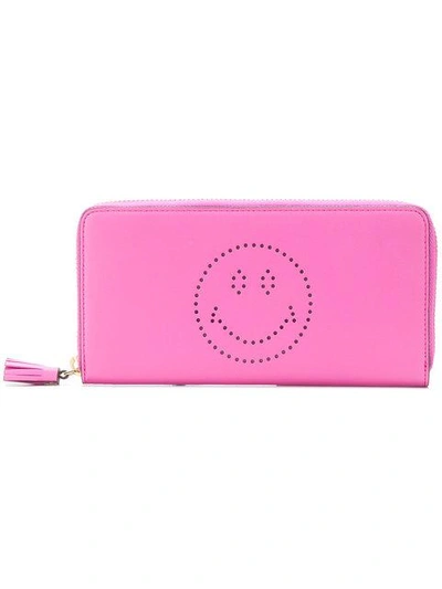 Shop Anya Hindmarch Smiley Continental Wallet - Pink