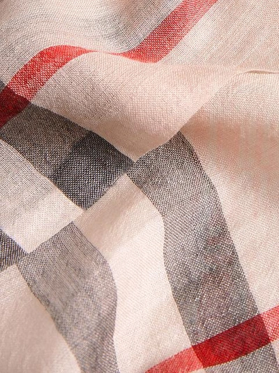 Shop Burberry Lightweight Check Wool And Silk Scarf In Neutrals