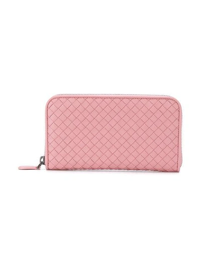 Shop Bottega Veneta Boudoir Intrecciato Nappa Zip-around Wallet - Pink