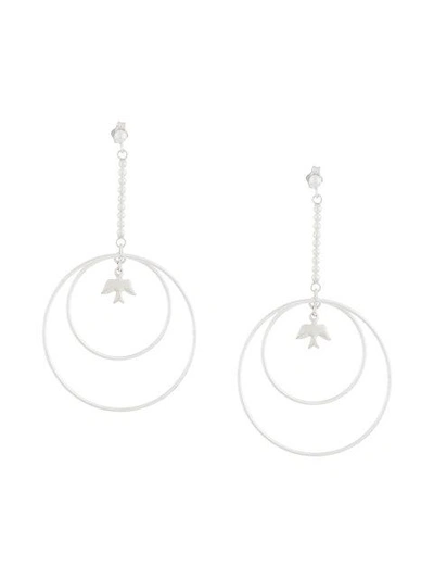 Shop Petite Grand Heart/dove Circle Earrings - Metallic