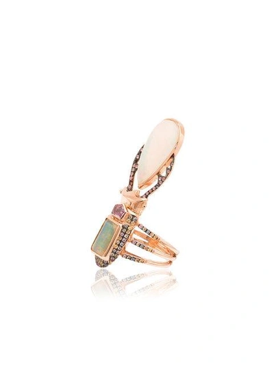 Shop Daniela Villegas 18k Rose Gold Aurae Opal And Sapphire Ring In Metallic