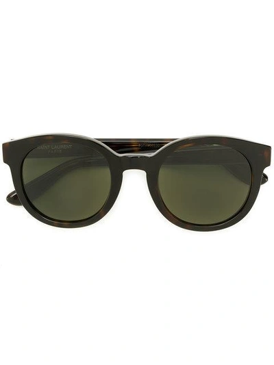 Shop Saint Laurent Round Tortoiseshell Sunglasses