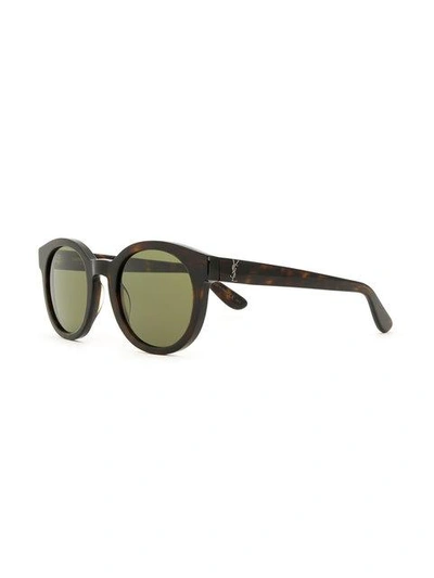 Shop Saint Laurent Round Tortoiseshell Sunglasses