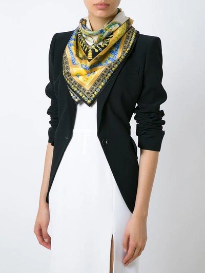 Shop Versace Marco Polo Print Scarf - Yellow