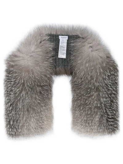 Shop Inverni Knitted Cashmere Fox Fur Scarf In Grey