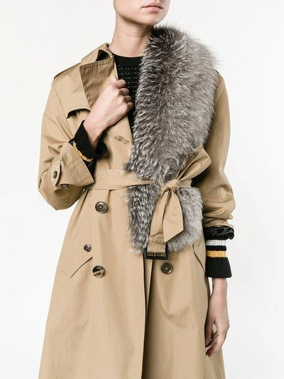 Shop Inverni Knitted Cashmere Fox Fur Scarf In Grey