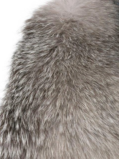 Shop Inverni Knitted Cashmere Fox Fur Scarf In Grey