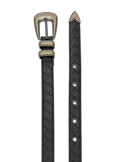 Shop Bottega Veneta Intrecciato Weave Belt In Black