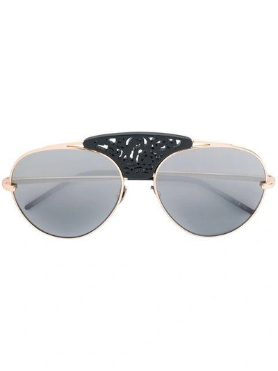 Shop Pomellato Eyewear Embellished Bridge Sunglasses - Black