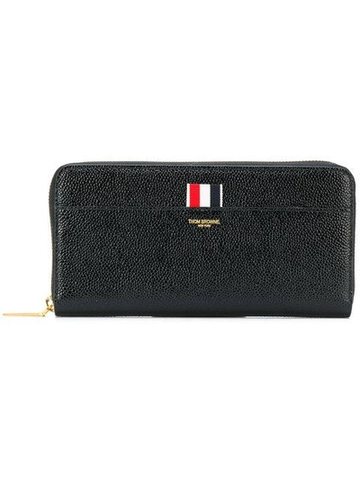 Shop Thom Browne Lucido Leather Long Zip-around Purse In Black