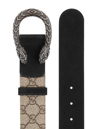 Gucci Dionysus Printed Coated-canvas And Suede Belt In Beige | ModeSens