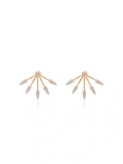 Shop Pamela Love Gold Diamond Five Spike Earrings In Metallic