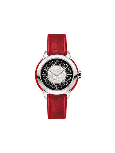 Shop Fendi Ishine Watch In Red ,metallic