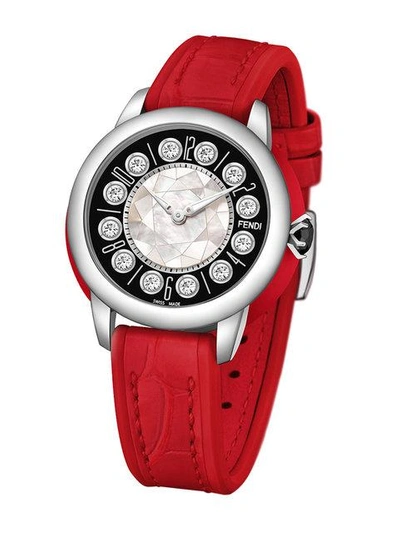 Shop Fendi Ishine Watch In Red ,metallic