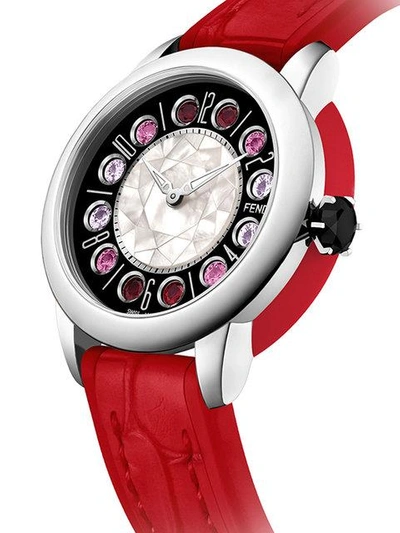 Shop Fendi Ishine Watch In Red ,metallic