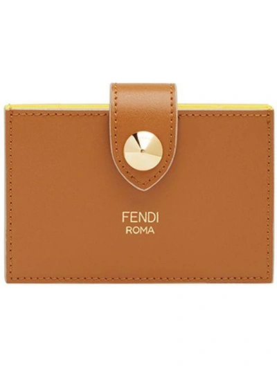 Shop Fendi Press Stud Cardholder Wallet - Brown