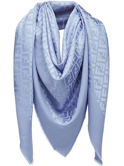 Shop Fendi Monogram Print Scarf - Blue