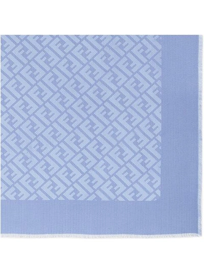 Shop Fendi Monogram Print Scarf - Blue