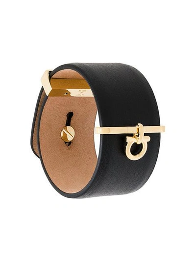 Shop Ferragamo Gancio Charm Cuff Bracelet In Brown