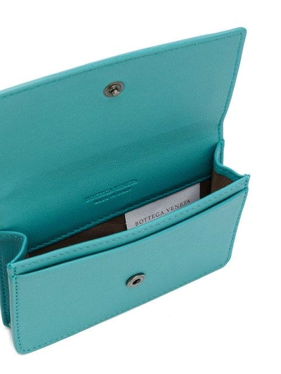 Shop Bottega Veneta Aqua Intrecciato Nappa Card Case - Blue