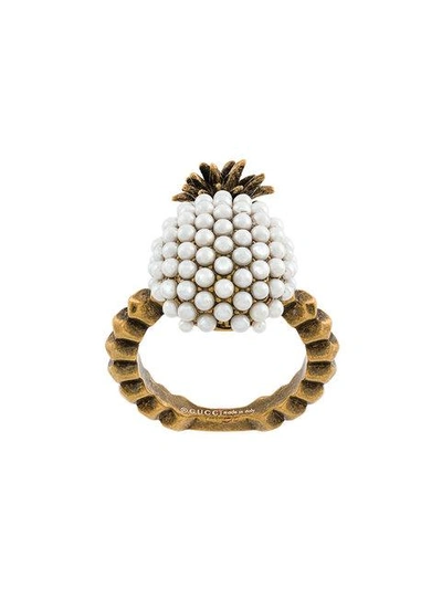 Shop Gucci Pineapple Ring In Metallic