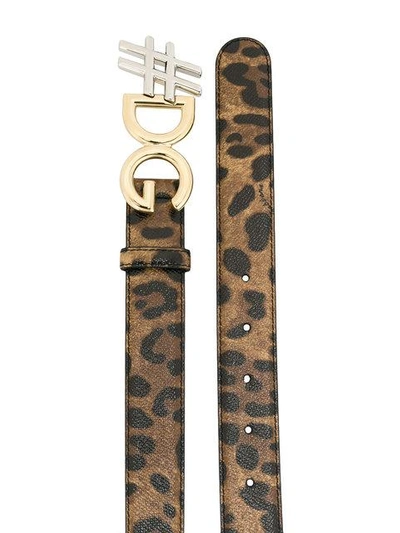 Shop Dolce & Gabbana #dg Leopard Print Belt In Black