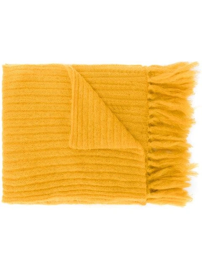 Shop Mp Massimo Piombo Fringed Scarf In Yellow