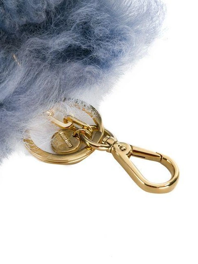 Shop Miu Miu Fur Monster Key Ring In Blue