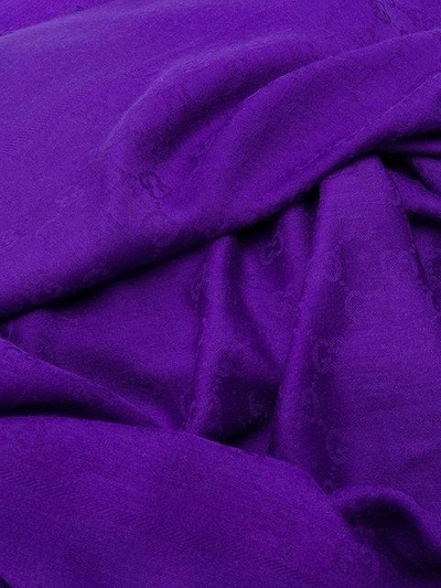 Shop Gucci Supreme Fringed Scarf In Purple