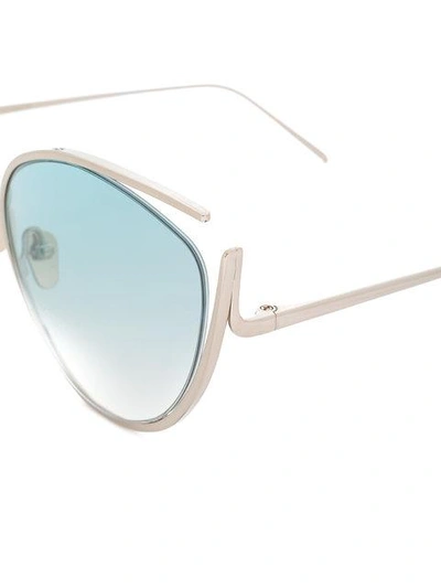 Shop Linda Farrow Fontaine Sunglasses In Metallic