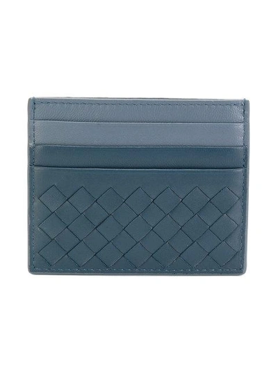 Shop Bottega Veneta Denim Krim Intrecciato Nappa Card Case - Blue