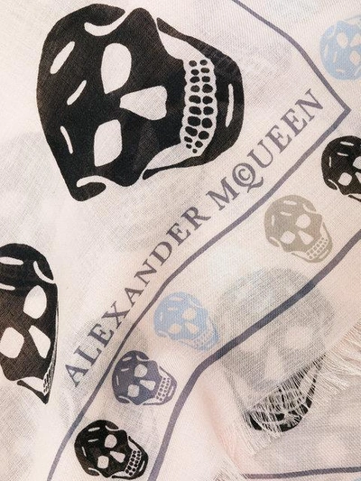 Shop Alexander Mcqueen Classic Skull Scarf - Neutrals